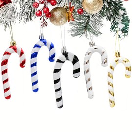 Latest Glitter Candy Canes Christmas Tree Decoration Black White 8 Pieces Christmas Tree Decoration Candy Cane Decoration Large Christmas Decoration Pendant Tree Decoration Christmas Pendant 13.5 cm
