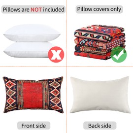 Cushion Covers 12 X 20 Decoration Throw Pillowcase Red Cushion Covers Oriental Carpet Vintage Abstract Geometry Cushions Linen Rectangle Pillowcase For Sofa Bedroom Livingroom Garden