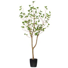 Vickerman 4-Foot-Tall Artificial Potted Milan Leaf Tree - Formal Indoor Fake Plants for Home Decor- Low Maintenance- with Realistic Leaves and Branches.