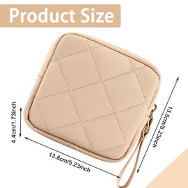 MUNSKT Hygiene Bag with Sakura Keyring for Teenage Girls Lady Portable Menstruation Cup Bag Hygiene Bag with Zip and Compartment, beige