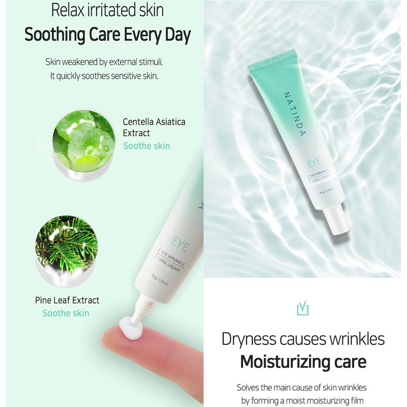 NATINDA Eye Wrinkle Care Cream 30 g mit Adenosin, Kollagen,