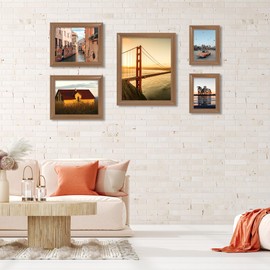 iRahmen 4x6 Picture Frame Set of 4, Rustic Retro Photo Frame with Real Glass, Wood Farmhouse Style 4 x 6 Frames for Wall Mount and Tabletop Display