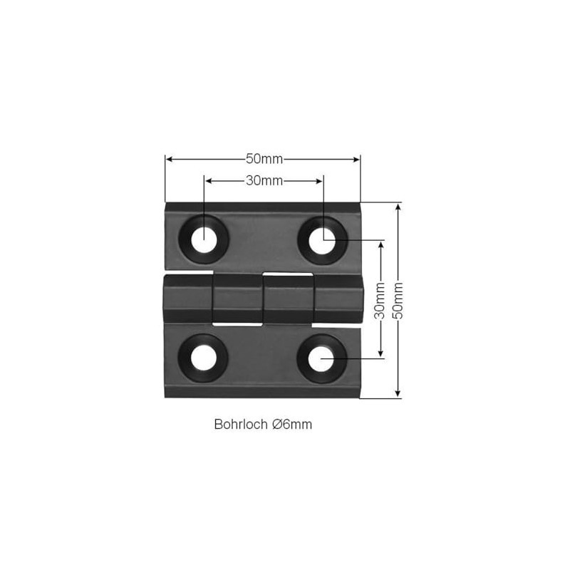 Metal Hinge 50 x 50 mm Folding Hinge Black Screw-On