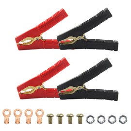 CYIOU CYIOU 4 Stck Krokodilklemmen 100-500A Starthilfe Klemmen Reinkupfer Batterieklemmen Krokodil mit Isolierten Stiefel Kunststoffgriff fr Autobatterien Starthilfekabel (Rot + Schwarz)