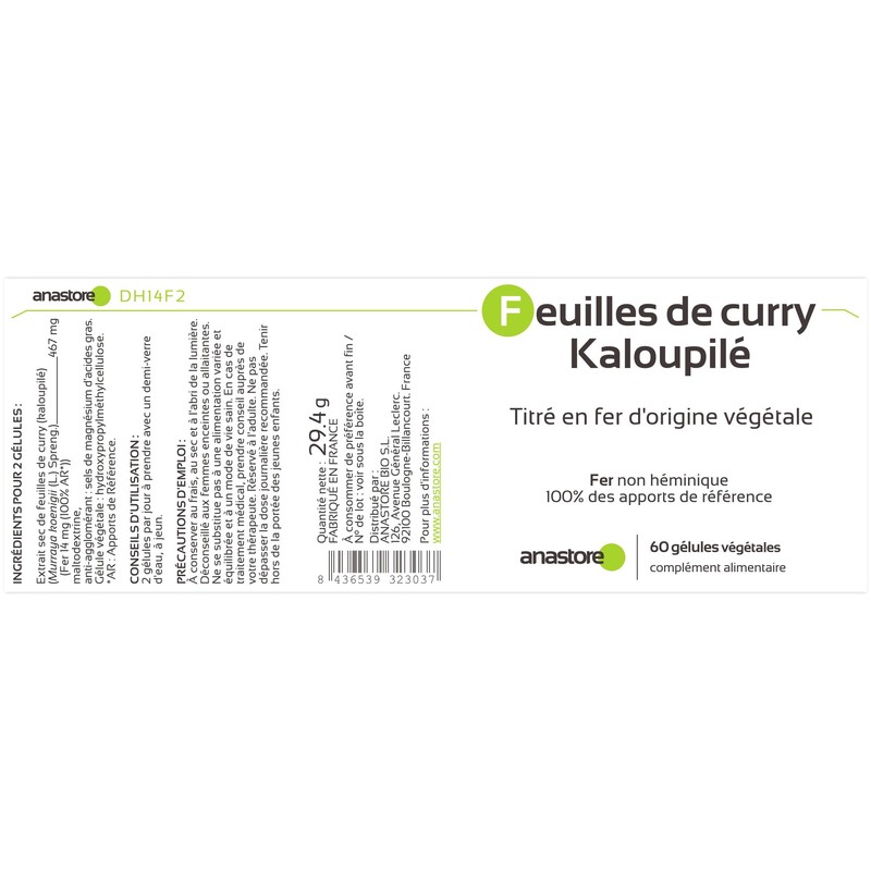 Iron from plant origin (Murraya Koenigii) * 233.5 mg /