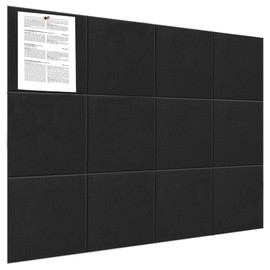 Leallace Large Cork Board for Wall 48" x 36", 12 Pack Felt Wall Tiles with Safe Removable Adhesive Tabs, Black Bulletin Board, CorkBoards for Office, School, Bedroom