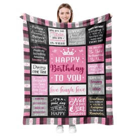 Basiole Birthday Gifts for Women Blanket 60’’X50’’, Gifts for Women Birthday Unique, Happy Birthday Decorations Gifts for Her/Girls/Mom/Sister/Friend, Women Birthday Gift Ideas, Female Bday Gifts