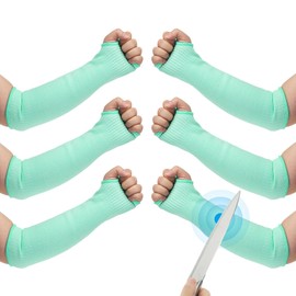 PATIKIL 16 Inch Cut Resistant Sleeve, 3Pairs Arm Safety Protectors Sleeves with Thumb Hole Level 5 Protection Forearm Guard Sleeves for Thin Skin and Bruising, L, Dark Green