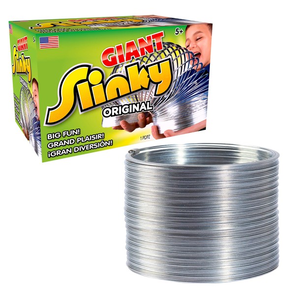 Slinky Brand The Original Giant Slinky Walking Spring Toy, Big Metal Slinky, Multi-Color