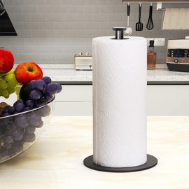 Kitchen Roll Holder Countertop, OBODING, Black Kitchen Paper Towel Holder Stand for Kitchen and Bathroom Organization and Storage, Paper Towel Holders for Standard and Large Size Rolls (Black)