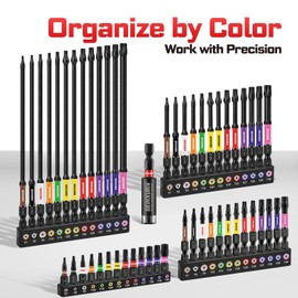 Geinxurn 52Pcs 1”/2”/3”/6” Magnetic Impact Torx Screwdriver Bits Set,（T7-T40） S2 Steel Long Extension Multi Star Driver Bits and 1 Pcs Bit Holder with Color Coded Base