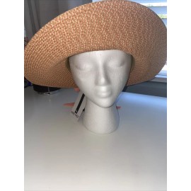 Nine West Mixed-Braid Scarf Floppy Hat Coral OS