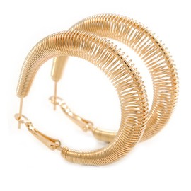 40mm D/Coil Spring Hoop Earrings/Gold Tone/Medium