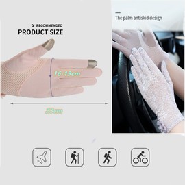 Kingsie Women's Lace Gloves, Summer Gloves, Floral Pattern, Thin, Mesh, Smartphone Compatible, Anti-Slip, UV Protection, Sun Protection, For Weddings, Driving, Spring and Summer, white