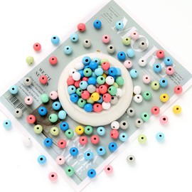 ToBeIT Wooden Beads 500 pcs Assorted Color Round Wood Beads, Painted Hole Round Wood Spacer Beads for DIY Craft, Jewelry Making(500 pcs)