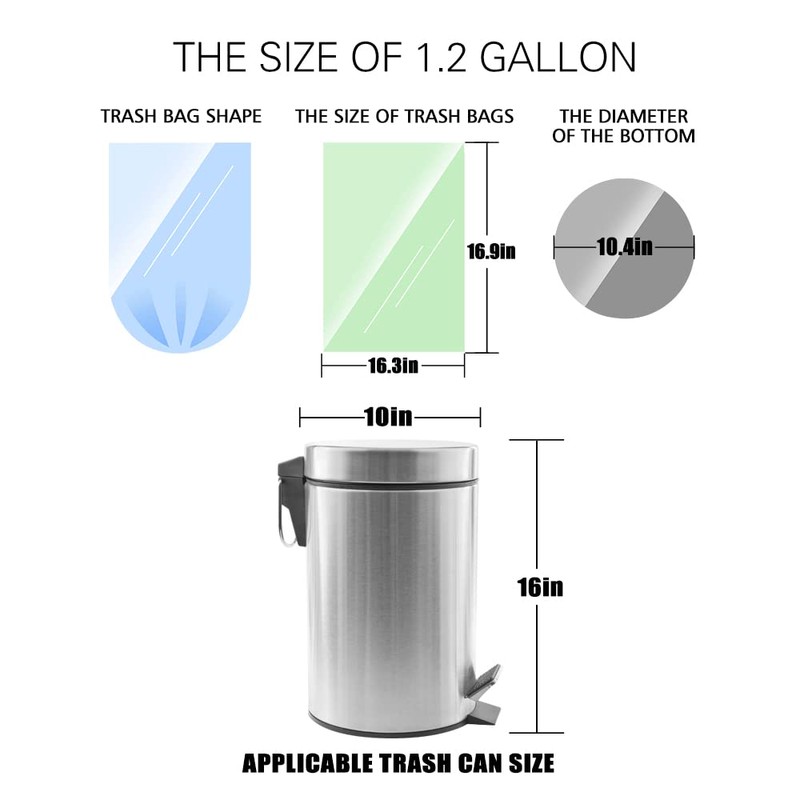 1.2 Gallon/330pcs Strong Trash Bags Colorful Clear Garbage Bags by
