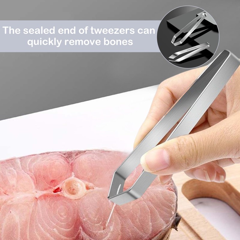 Fish Bone Tweezers,2 PCS Professional Stainless Steel Fish Tweezers and