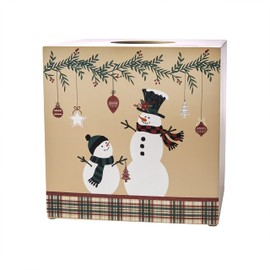 SKL Home Christmas/Winter/Gift Rustic Plaid Snowman Tissue Dispenser, Multicolored