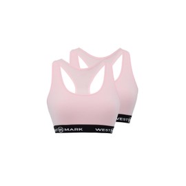 WESTMARK LONDON Women's Cotton Bralette Bra Soft Bustier Without Underwire Sizes Pack of 2, pink, M