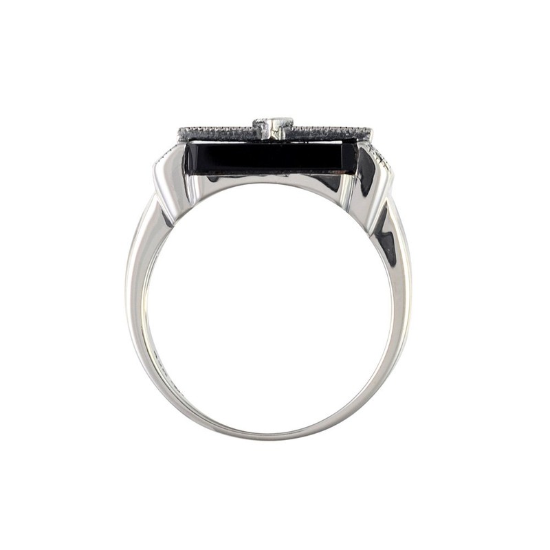 Esse Marcasite Sterling Silver Black Onyx and Marcasite Art Deco