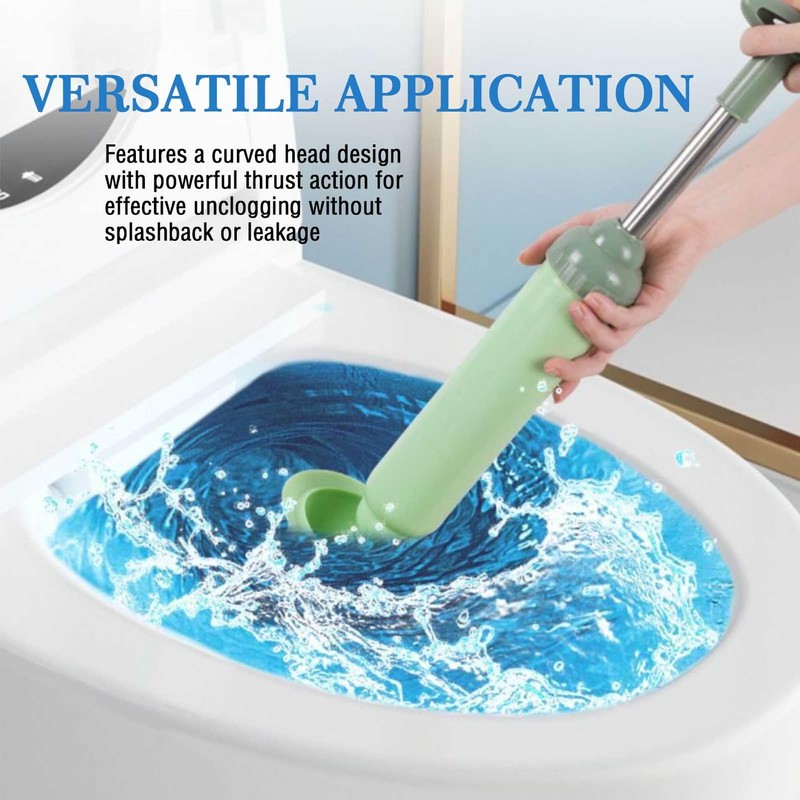 Professional Toilet Plunger, High Pressure Unclogger with Curved Head Design,