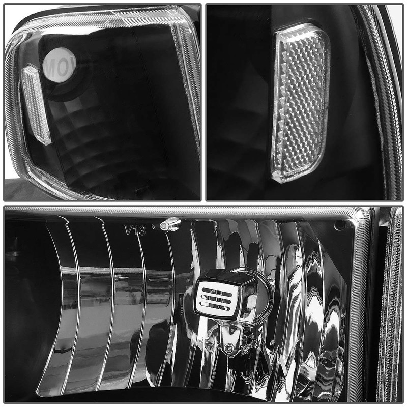 DNA MOTORING HL-OH-DR944P-BK-CL1 Black Housing Headlights Compatible with 94-01 Ram