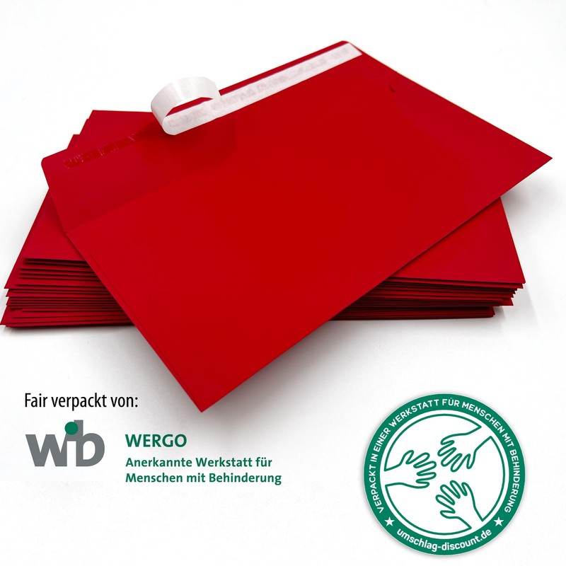 Envelopes DIN Long 220 x 110 mm Vermilion Red Pack