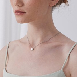 ChicSilver Pearl Necklace for Women, 925 Sterling Silver Freshwater Pearl Necklace, Elegant Cubic Zirconia Jewellery, Trendy Fashion Jewellery with Gift Box for Mother's Day, Valentine's Day,