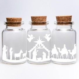 3 Sheets Christmas Nativity Scene Waterproof Stickers Christmas Stickers for Glass Christmas Sticker Decal Christmas Glass Decorations Xmas Decorations (White)