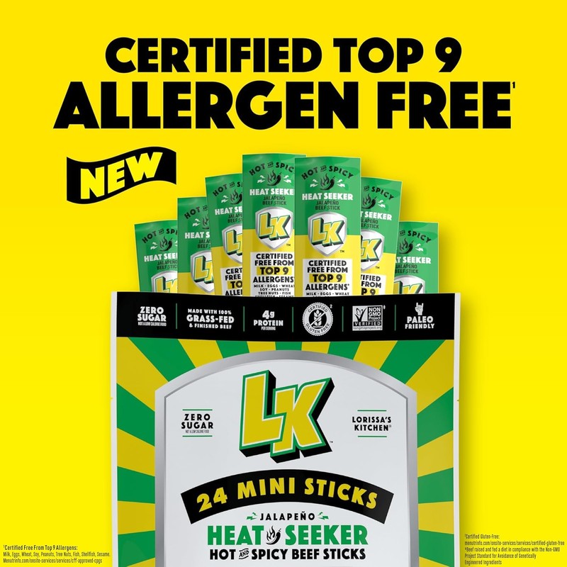 Lorissa's Kitchen Heat Seeker Jalapeno Mini Beef Sticks - (Pack