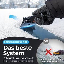 LYVANAS Ice Scraper Car with Glove Test Winner 2026* - "Ice Monster" Professional Windscreen Scraper Car Meets the "Best Ice Scraper Car Glove" - Top Efficiency Combined with 100% Comfort
