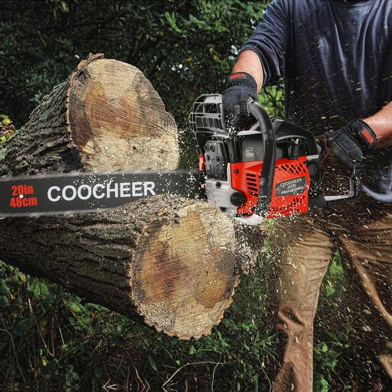COOCHEER 62CC Gas Powered Chain saws, 20Inch 3.5HP 2-Stroke Gasoline