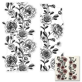 Rose Flowers Clear Stamps for Card Making Decoration DIY Scrapbooking, Flower Background Silicone Transparent Seal Stamps for Embossing Album Decor Craft.