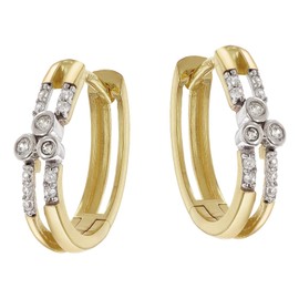 trendor Damen-Ohrringe 925 Silber Vergoldet Zirkonia Klapp-Creolen modischer Ohrschmuck für Frauen, zauberhafte Geschenkidee und elegantes Accessoire 28002