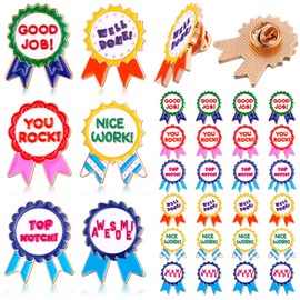 Tondiamo 24 Pcs Recognition Award Pins for Kids Teacher Appreciation Enamel Pins Motivational Label Encouragement Team Badge for Award Students Teacher Classroom Graduation Gift
