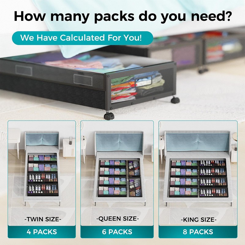 oylik Large Under Bed Storage with Wheels, Metal Under Bed