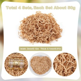 SOFPLATE 4 Sets 7oz Crinkle Paper Filler Bulk Gift Wrapping Basket Filling BurlyWood Cut Shred Wrinkle Box Shipping Gift Filler for DIY Wedding Christmas Birthday Mother's Day Packing Gift Decoration