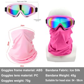 LJDJ Motorcycle Goggles,4 Pack Dirt Bike ATV Motocross Riding Offroad Protective with 4 Pack Neck Breathable Bandana Mask (Light Pink+Rose Pink)