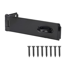 Heavy Duty Door Hasp Latch 7-3/4" Extra Thick Steel Safety Gate Door Lock Padlock Clasp Hasp Lock Latch for Fence Gate Barn Door Shed Closet Cabinet, Black Finish
