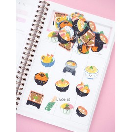 Mind Wave Japanese Food Washi Stickers/Pack of 50 (Japanese Rice Bowls [ 78318 ])