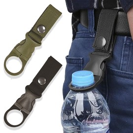 PLABBDPL Nylon Belt Bottle Holder Clips, 2 Pieces Bottle Holder Belt, Carabiner Key Hooks, Water Bottles Buckles Holder Hook Bottle Holder Carabiner for Camping, Hiking, Travel, Fishing, Outdoor