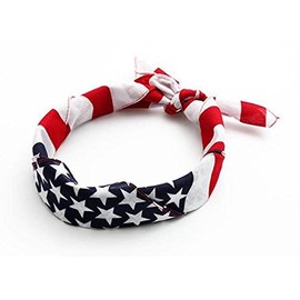 3PCS American Flag Stars Stripes Turban Twisted Head Wrap Hair Band Biker Stretch Fashion Workout Hairdressing Accessories Kerchief Neckchief Cowboy Bandanas Square Scarf for Unisex Men and Women