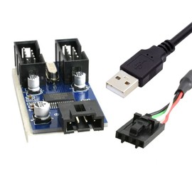 Cablecc Type-A USB 2.0 Male 1 to 2 Female 9pin Motherboard Header Extension HUB Connector Adapter Port Multilier