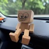 Shaking Wooden Man Figurine, Handmade Feet Shaking Wooden Car Ornament