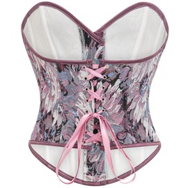 NZFXYF Women Vintage Renaissance Floral Lace Up Bustier Corset Shapewear Top (US, Alpha, Large, Regular, Regular, purple)