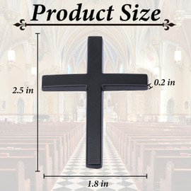 Metal Cross Decals for Cars, 2.5"×1.8" Christian Car Emblem Badge Decals, 3D Self Adhesive Cross Stickers Car Accessories, Jesus Stickers for Cars Body Fender Tail (Black)