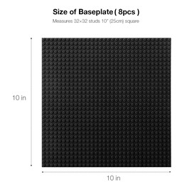 Unirolic 8 Pack Classic Baseplates 10" x 10" Sturdiness Building Platforms -100% Compatible with All Major Brands Building Bricks, Suitable for Kids and Adults as a Gift -Black