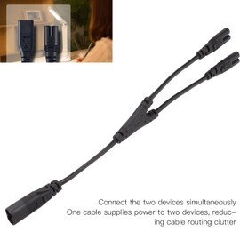 IEC320 C8 to Dual IEC320 C7 Power Cord, 1 in 2 Out Y Split Male to Double Female AC Power Cord, IEC320 C8 to 2 C7 AC Power Cord 30 cm (0.98 Ft) for Desk Lamps, Speakers, Monitors, Prints