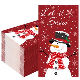 50 servilletas de muñeco de nieve de Navidad, diseño de copo de nieve de invierno, 3 capas, papel de nieve, toallas de mano de feliz Navidad, servilletas desechables para Navidad, fiesta, hogar, cocina, baño, decoración de mesa