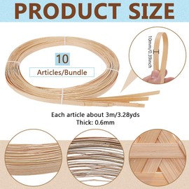 NBEADS 30m Bamboo Strips, 10mm Wide Flat Wicker Rattan Weaving Materials DIY Basket Rattan for Basket Making Webbing Furniture Weaving DIY Crafts